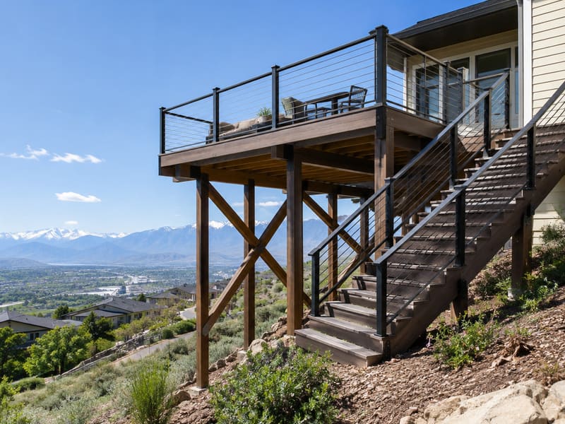 Elevated deck on a sloped Salt Lake City lot
